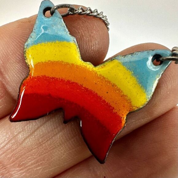 Rainbow butterfly pendant necklace - Picture 9 of 10